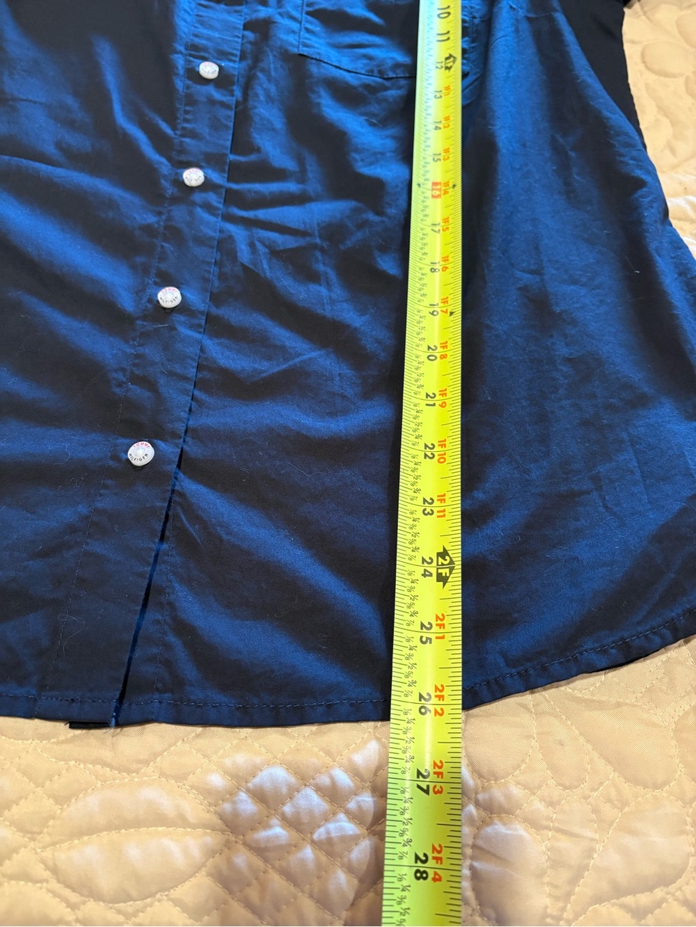Tommy Hilfiger Navy Blue Roll-Tab Button-Up Shirt women’s M NWT - Picture 11 of 13